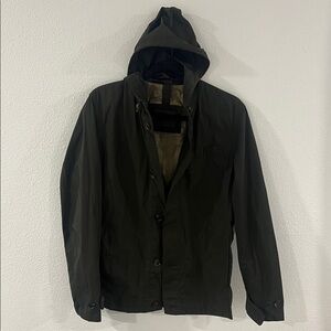 Massimo Dutti Dark Green Hooded Raincoat